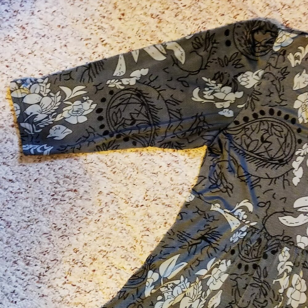 Reborn Dress Women's Size XL Black Gray Floral 3/4 Sleeve Scoop Neck Like New - Picture 13 of 16